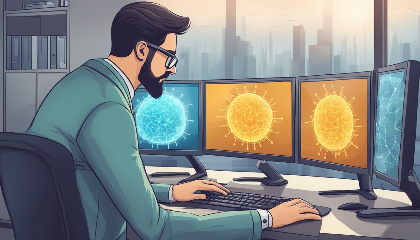 How To Remove WebCord Virus From Your Computer 7 seseorang pakar cybersecurity di depan monitor sedang remove virus