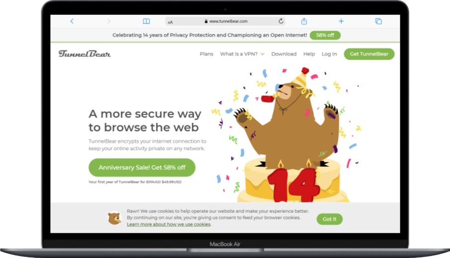 Macbook Air www.tunnelbear.com - Softwarecosmos.com