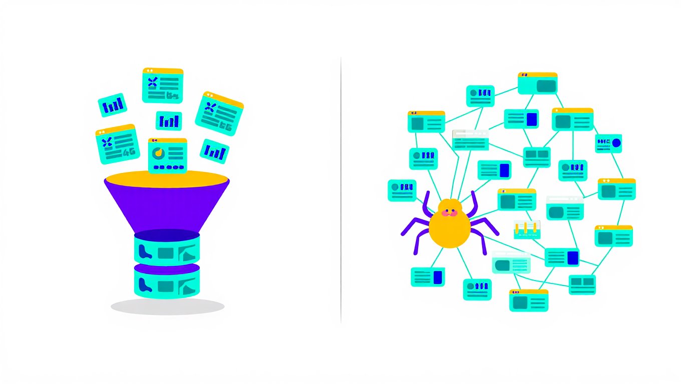 Scraping vs Crawling Spider Funnel - Softwarecosmos.com