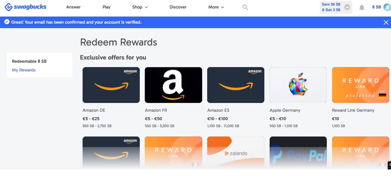 Reaching the Redeem Rewards Page - Softwarecosmos.com