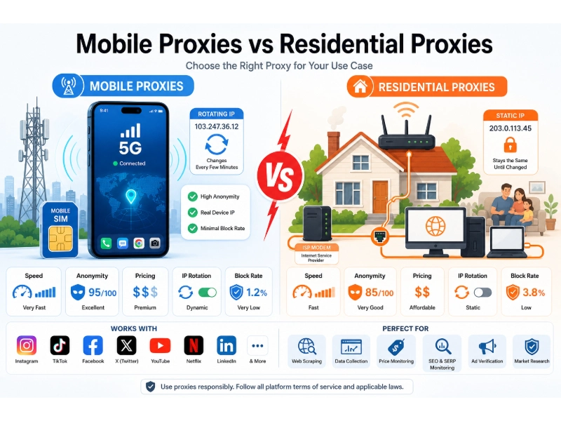 Mobile Proxies vs. Residential Proxies