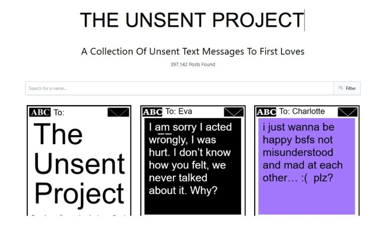 Unsent Project: Explore the World of Unwritten Messages