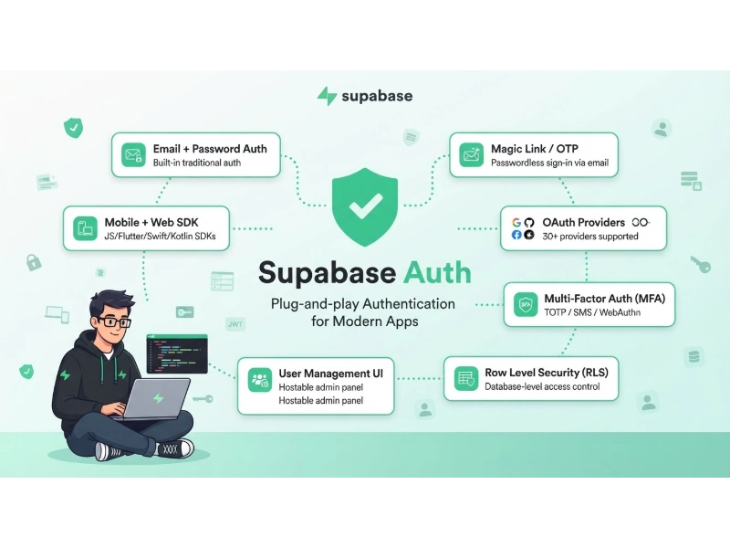 Supabase Auth Guide Authentication OAuth OTP MFA SSO Sessions and Pricing - Softwarecosmos.com