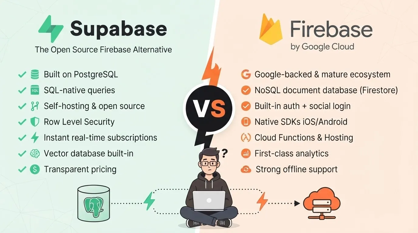 Supabase vs Firebase: Which Backend Platform is Right for Your Project? 4 Comparison of Supabase and Firebase databases, authentication, pricing, and backend features