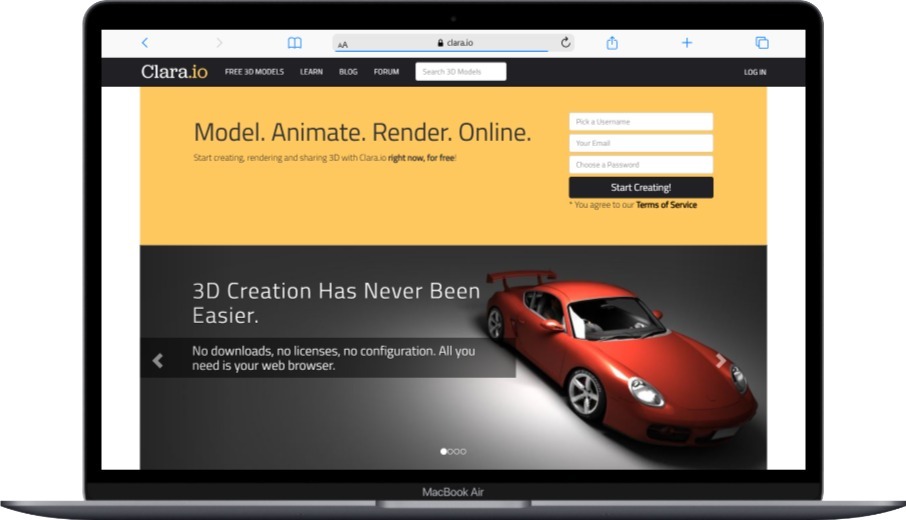 8 Best Free 3D Modeling Software in 2025: Complete Guide for Beginners and Professionals 83 Macbook Air clara.io - Softwarecosmos.com