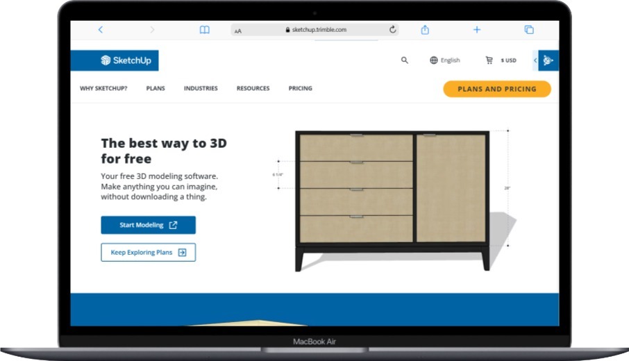 8 Best Free 3D Modeling Software in 2025: Complete Guide for Beginners and Professionals 79 Macbook Air sketchup.trimble.com - Softwarecosmos.com