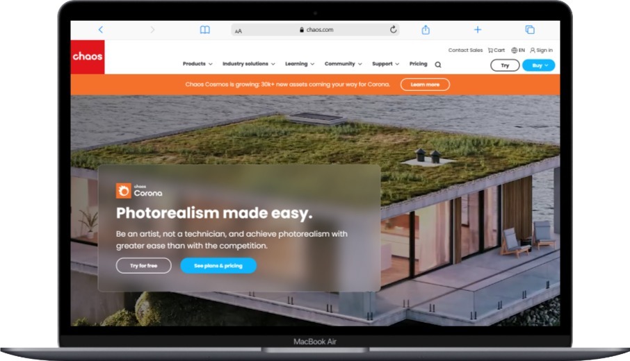 10 Best 3D Rendering Software in 2025 61 Macbook Air www.chaos .com 1 - Softwarecosmos.com