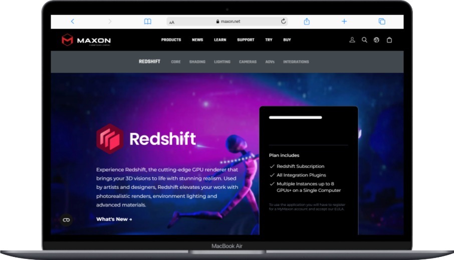 10 Best 3D Rendering Software in 2025 66 Macbook Air www.maxon .net 1 - Softwarecosmos.com