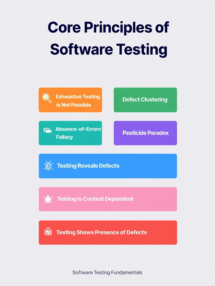 The Complete Guide to Software Testing Basics: A Beginner's Tutorial for Quality Assurance Fundamentals 47 What Are the Core Principles of Software Testing