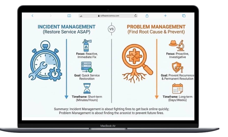 Key Differences Between Incident and Problem Management - Softwarecosmos.com