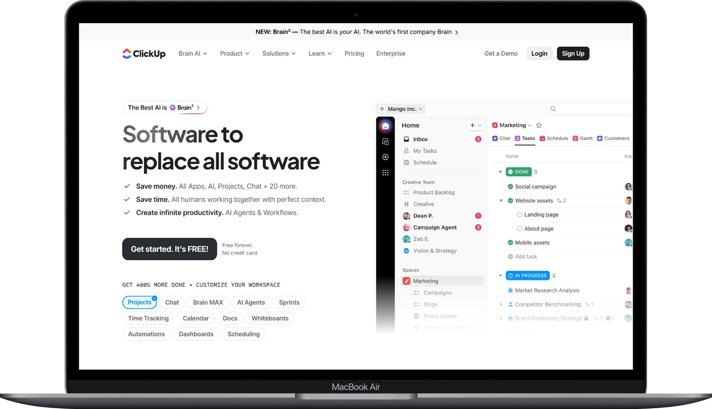 Macbook Air clickup.com - Softwarecosmos.com